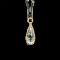 1.69 Ct Pear Mixed Cut Natural Aquamarine 14K Gold Pendant