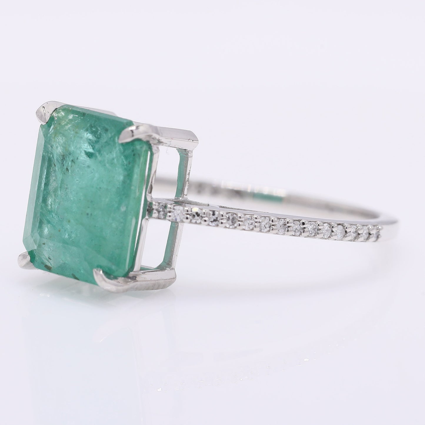 3.31 Ct Octagon Step Cut Natural Emerald 950 Platinum Ring