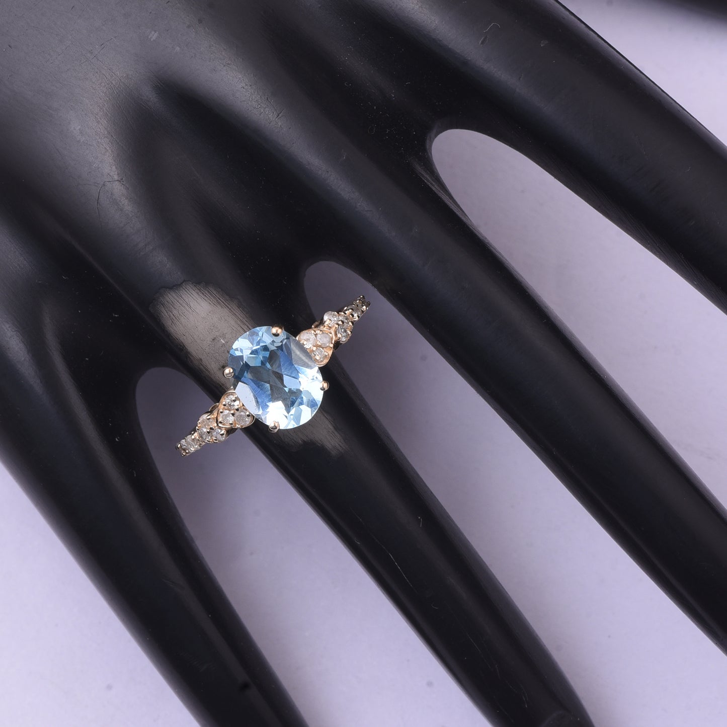 2.44 Ct Oval Blue Topaz 9K Gold Ring