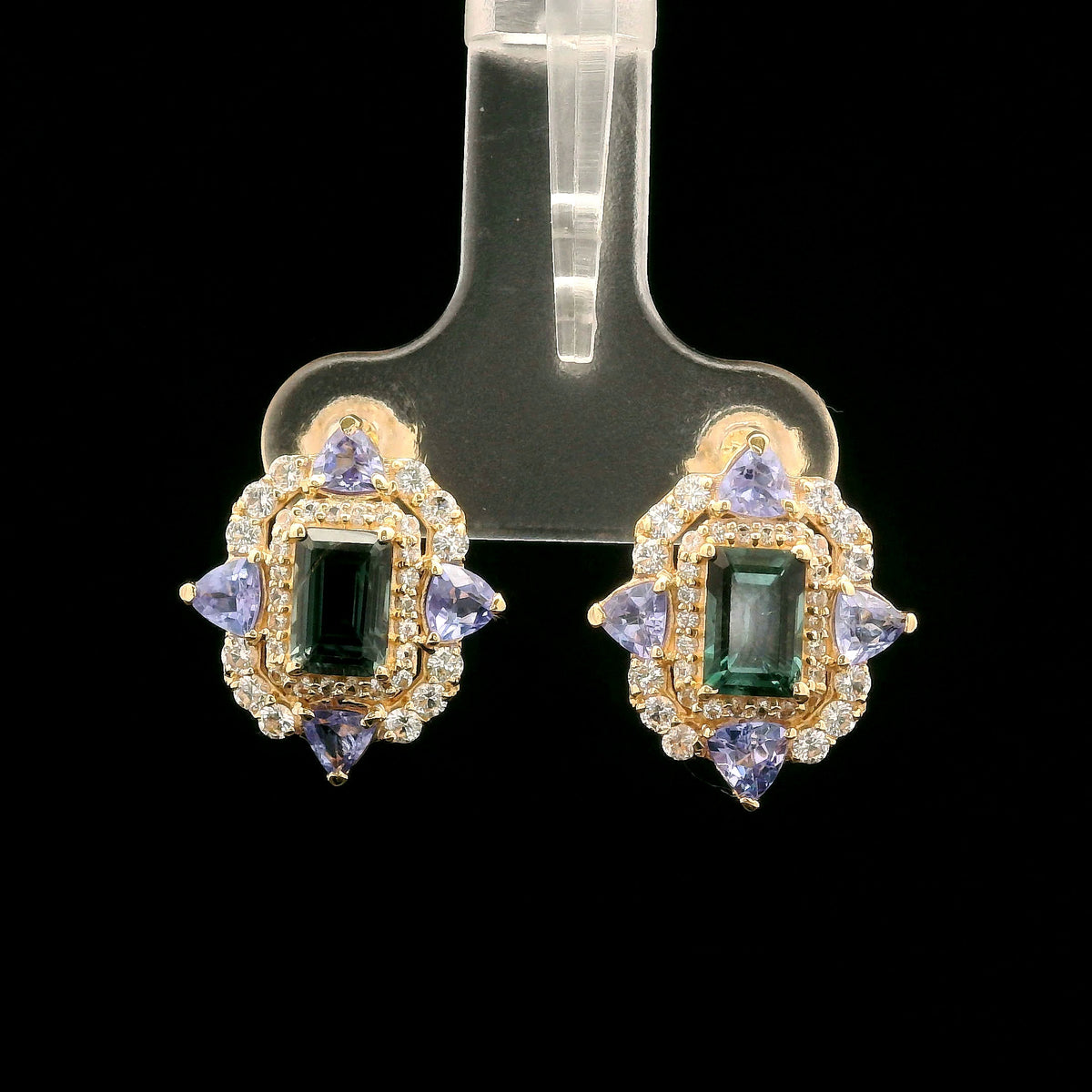 2.72 Ct Trillion Tourmaline 14K Gold Earrings
