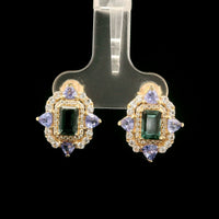 2.72 Ct Trillion Tourmaline 14K Gold Earrings