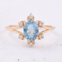 1.18 Ct Oval Natural Aquamarine 14K Gold Ring