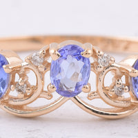 0.52 Ct Oval Natural Tanzanite 14K Gold Ring