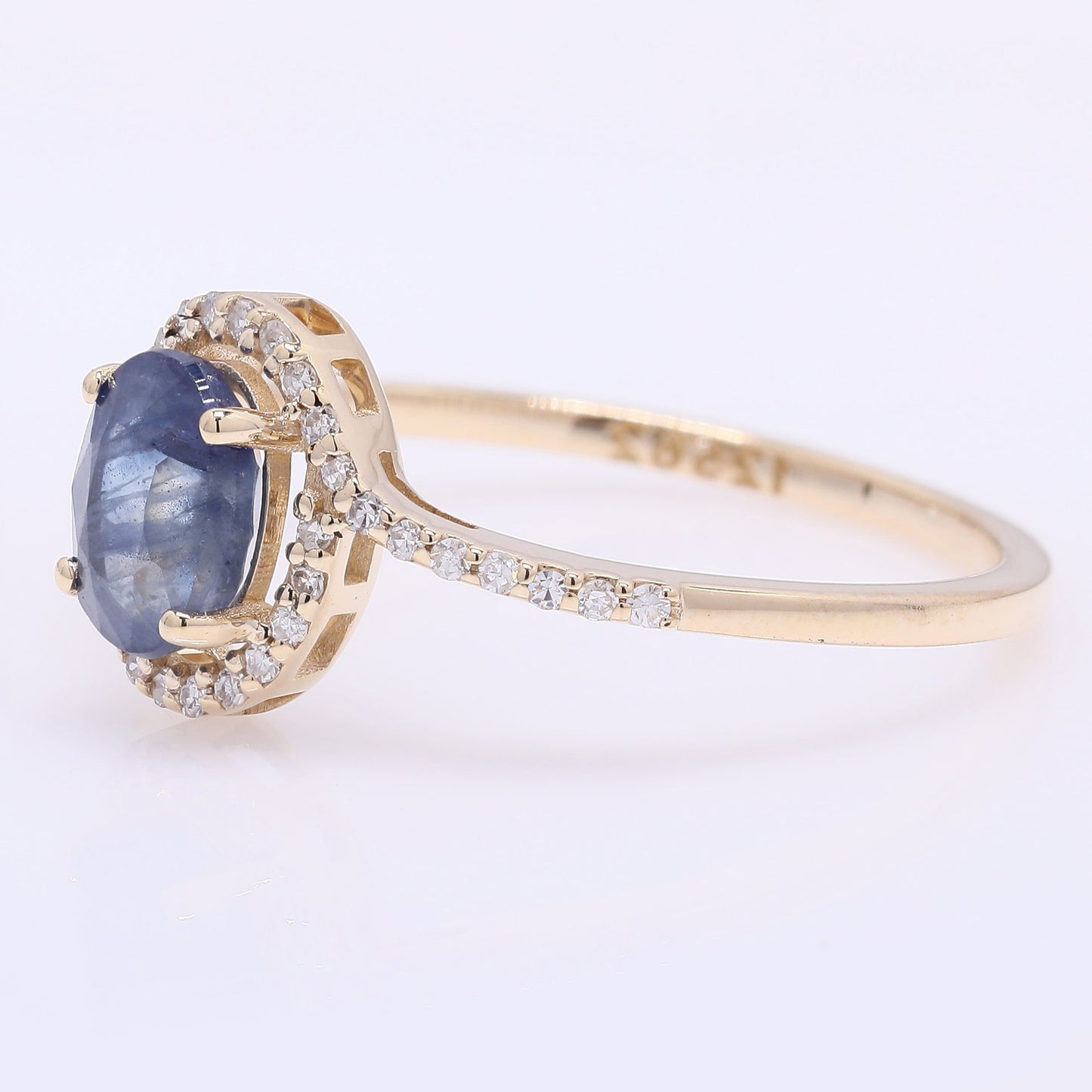 1.15 Ct Oval Mixed Cut Natural Sapphire 14K Gold Ring
