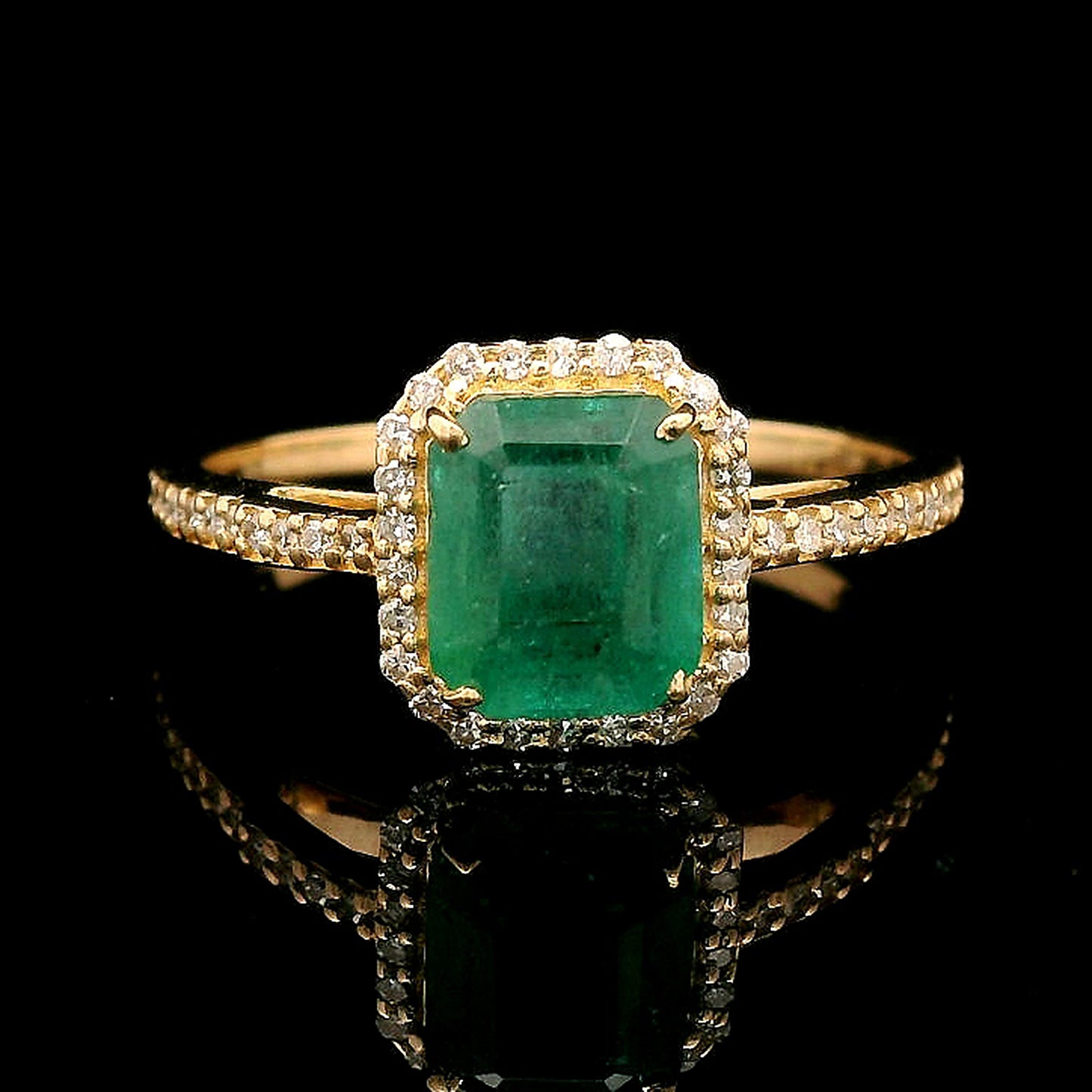 1.83 Ct Octagon Step Cut Natural Emerald 14K Gold Ring