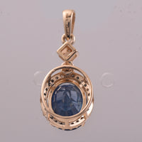 3.10 Ct Oval Mixed Cut Natural Sapphire 14K Gold Pendant