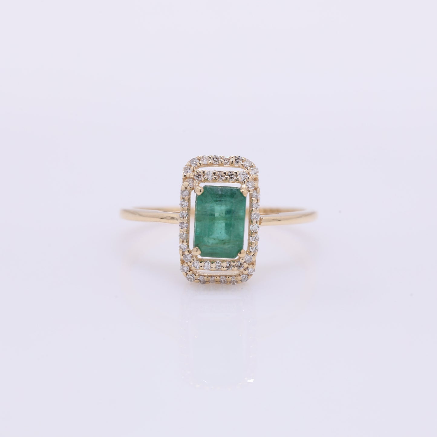 1.14 Ct Octagon Step Cut Natural Emerald 14K Gold Ring