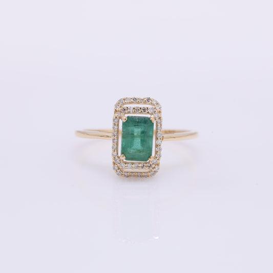 1.14 Ct Octagon Step Cut Natural Emerald 14K Gold Ring