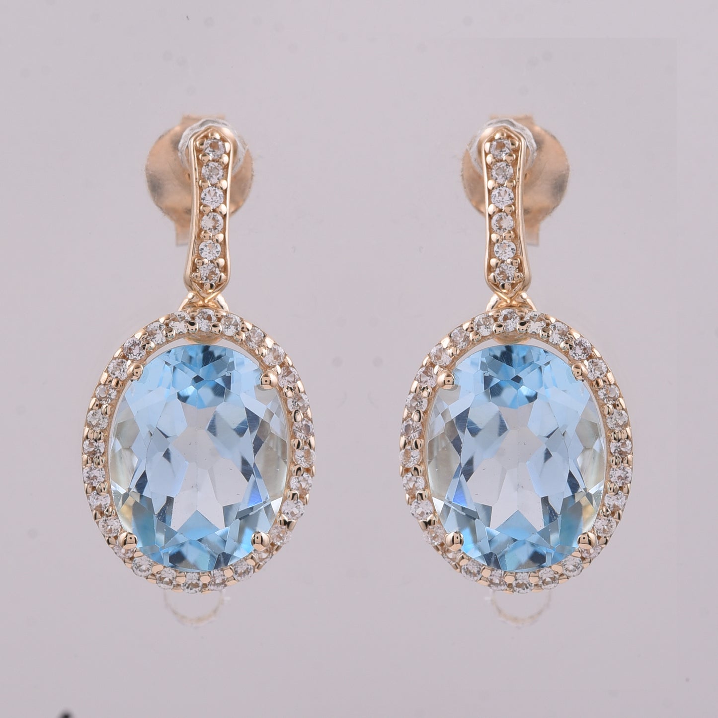4.75 Ct Oval Blue Topaz 9K Gold Earrings