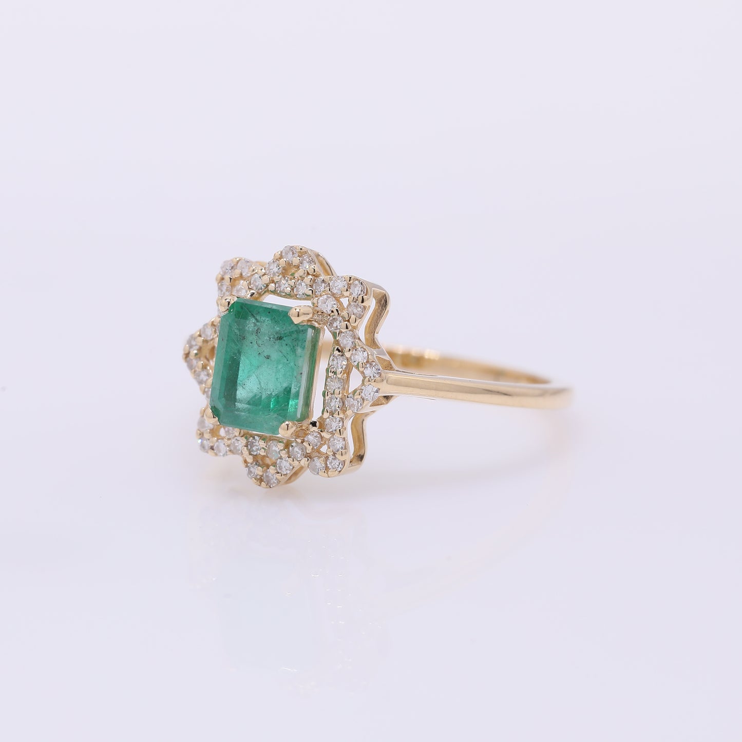 1.19 Ct Octagon Step Cut Natural Emerald 14K Gold Ring