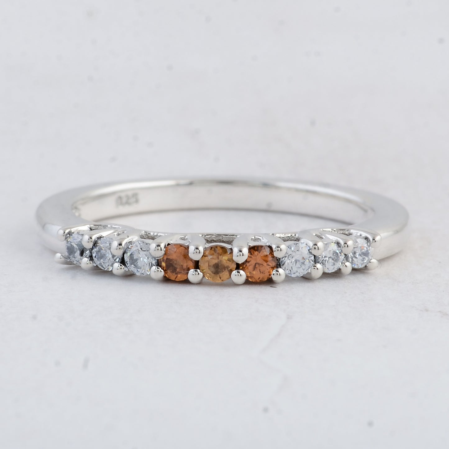 0.54 Ct Round Citrine 925 Sterling Silver Ring
