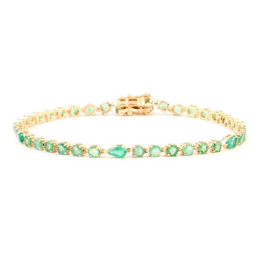 5.68 Ct Pear Emerald 14K Gold Braclet