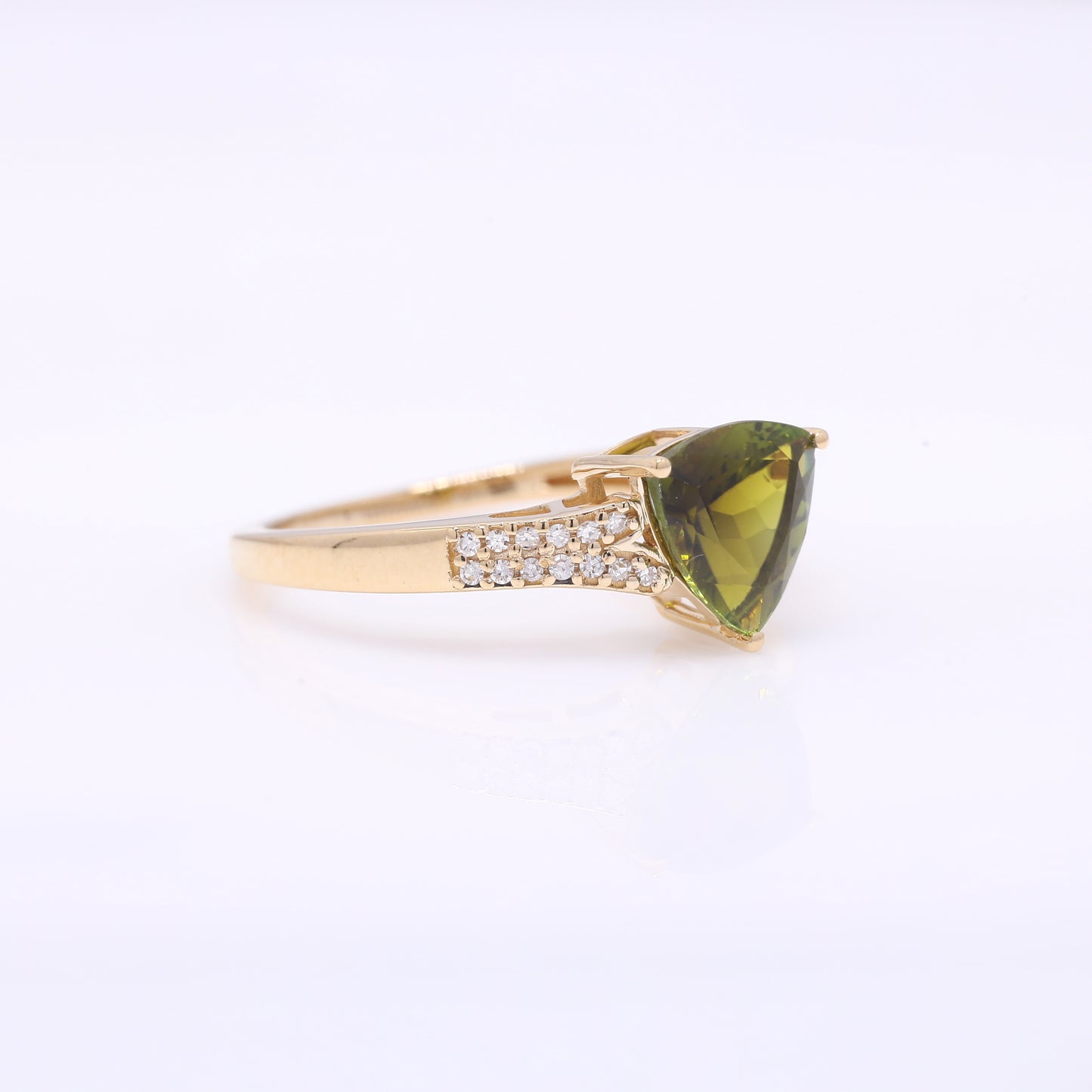 1.57 Ct Triangle Mixed Cut Natural Tourmaline 14K Gold Ring
