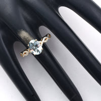 1.43 Ct Oval Mixed Cut Natural Aquamarine 14K Gold Ring