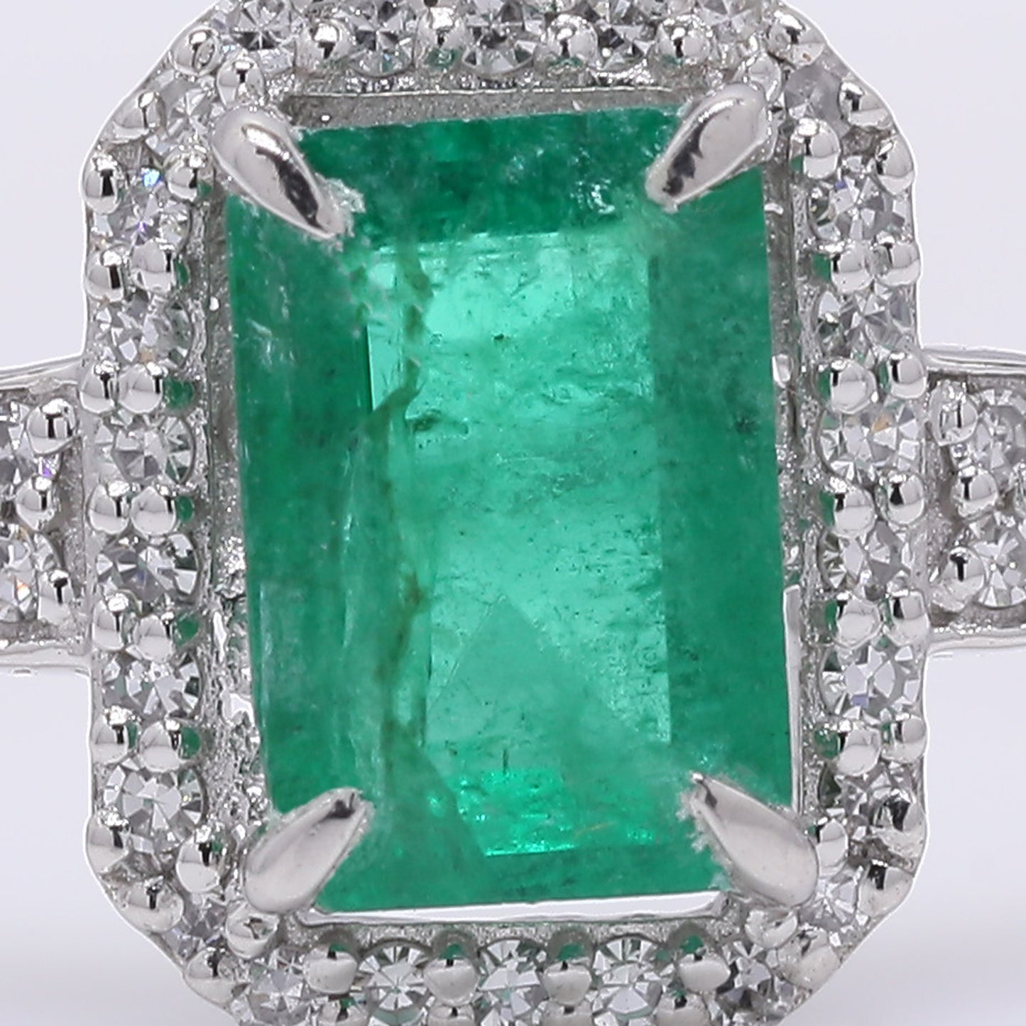 0.91 Ct Octagon Step Cut Natural Emerald 950 Platinum Ring