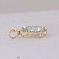 3.30 Ct Pear Aquamarine 9K Gold Pendant