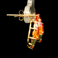 2.89 Ct Pear Multi Sapphire 14K Gold Earrings
