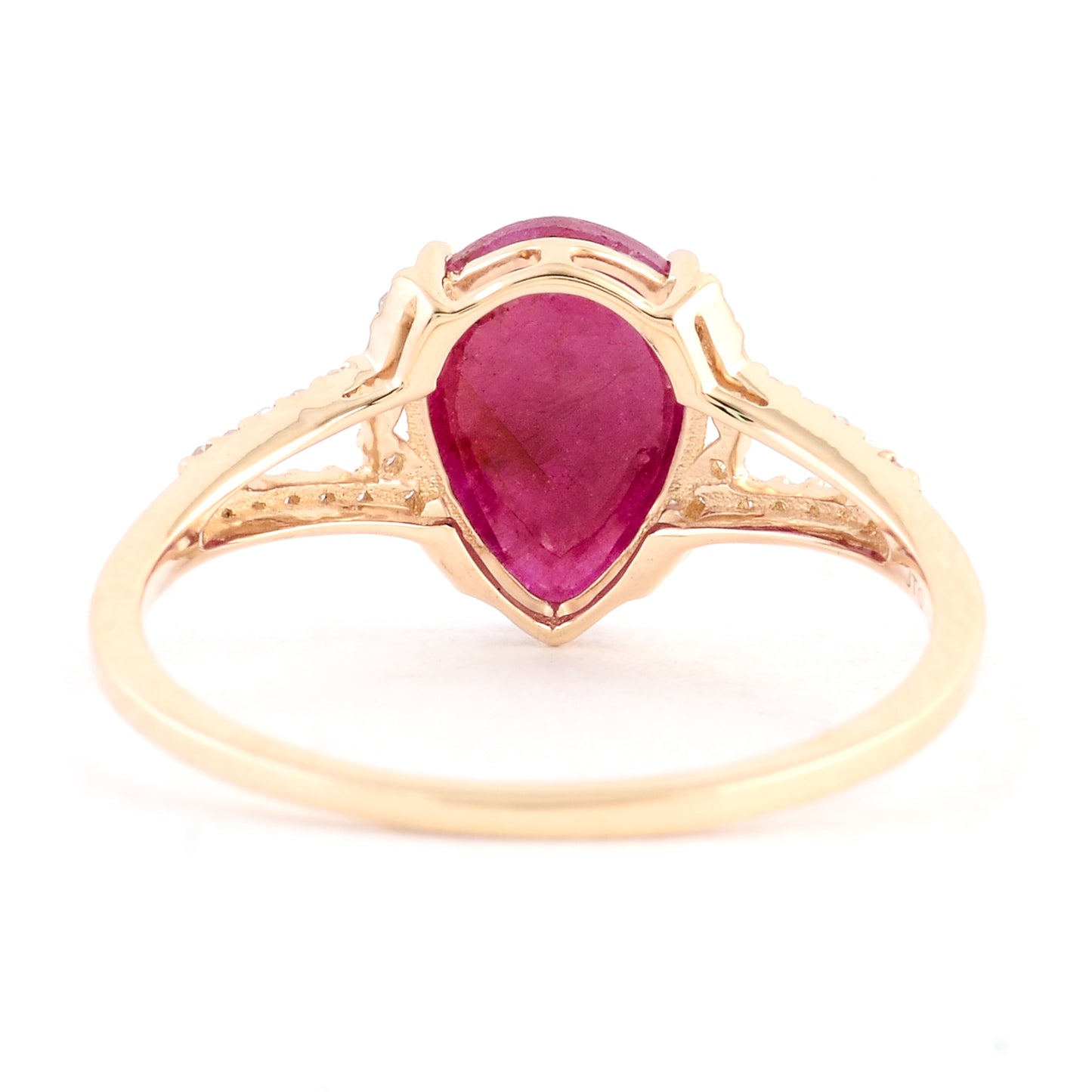 1.84 Ct Pear Mixed Cut Natural Corundum Ruby 14K Gold Ring