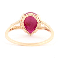 1.84 Ct Pear Mixed Cut Natural Corundum Ruby 14K Gold Ring