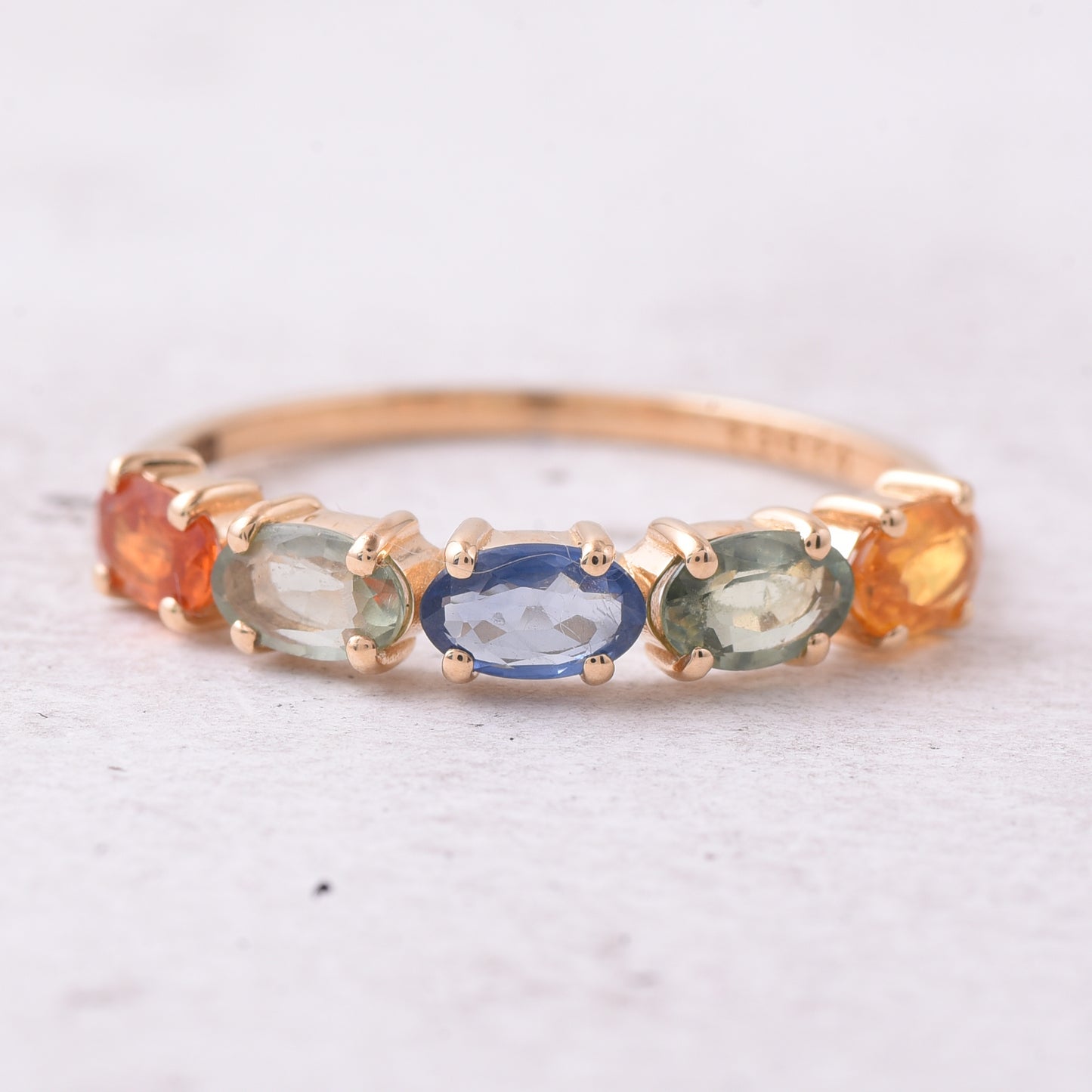 1.18 Ct Oval Natural Multi-Coloured Sapphire 14K Gold Ring