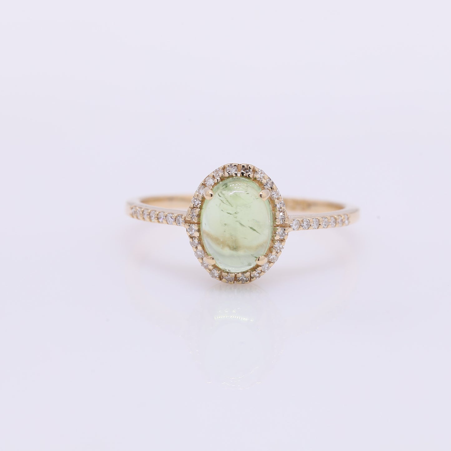 1.48 Ct Oval Cabochon Cut Natural Tourmaline 14K Gold Ring