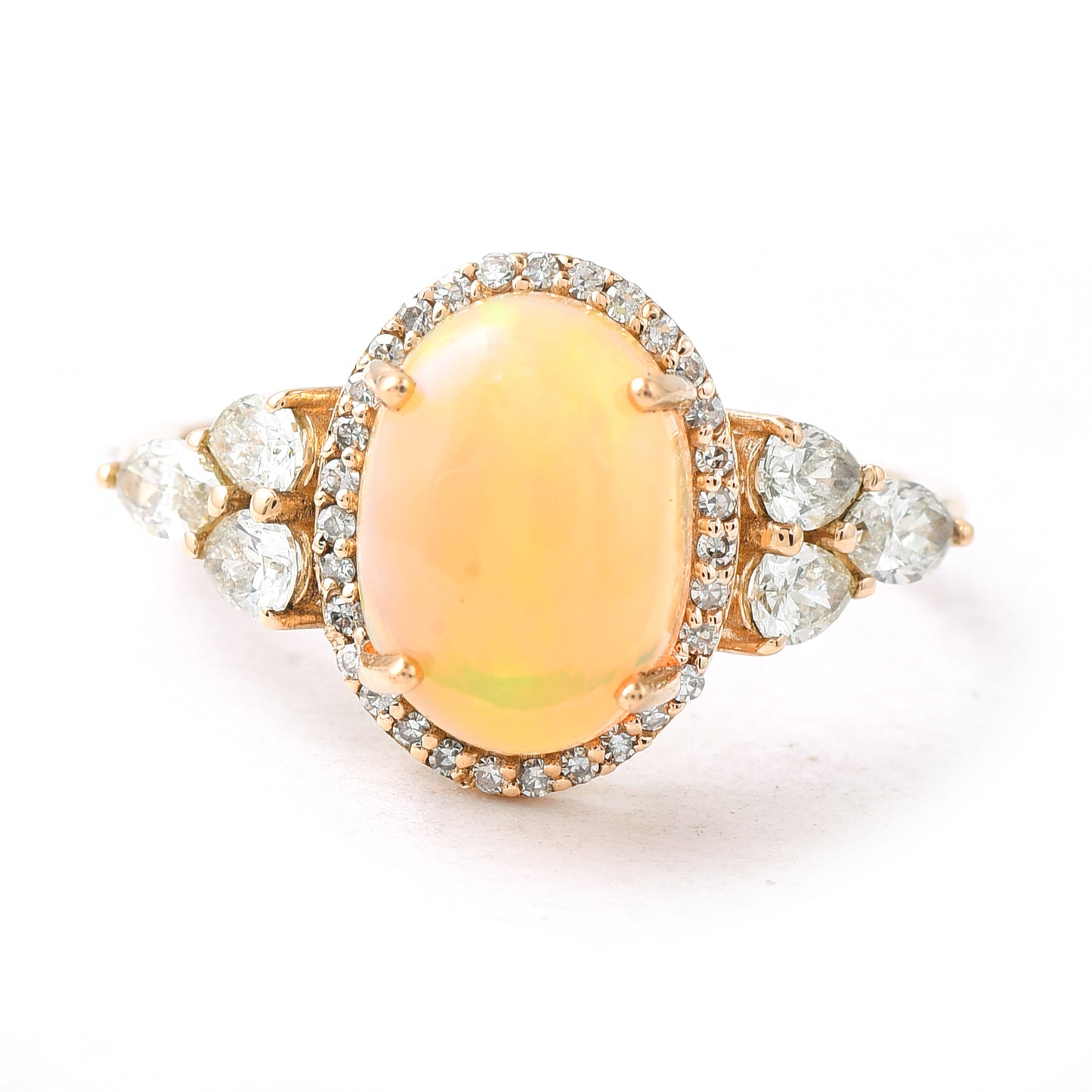 1.90 Ct Oval Cabochon Cut Natural Opal 14K Gold Ring