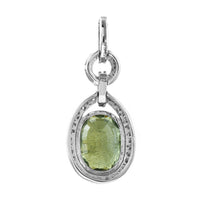 2.88 Ct Oval Mixed Cut Natural Green Sapphire 950 Platinum Pendant