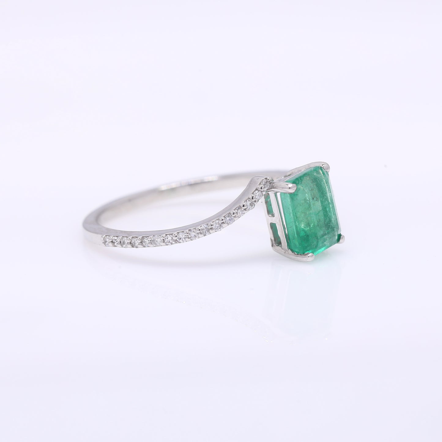 1.13 Ct Octagon Step Cut Natural Emerald 950 Platinum Ring