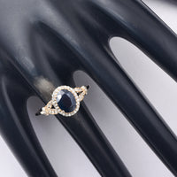1.75 Ct Oval Mixed Cut Natural Sapphire 14K Gold Ring