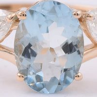 1.27 Ct Oval Natural Aquamarine 14K Gold Ring