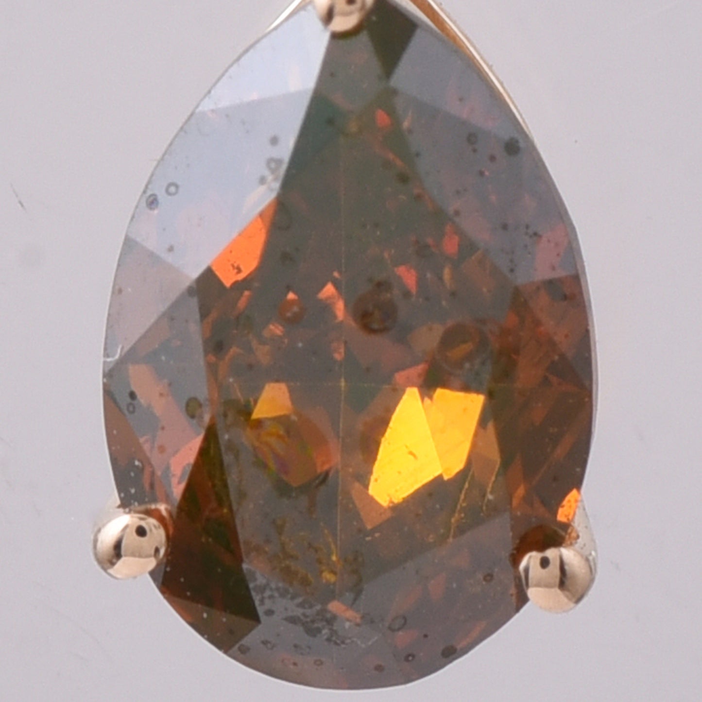1.02 Ct Pear Red Diamond 14K Gold Pendant