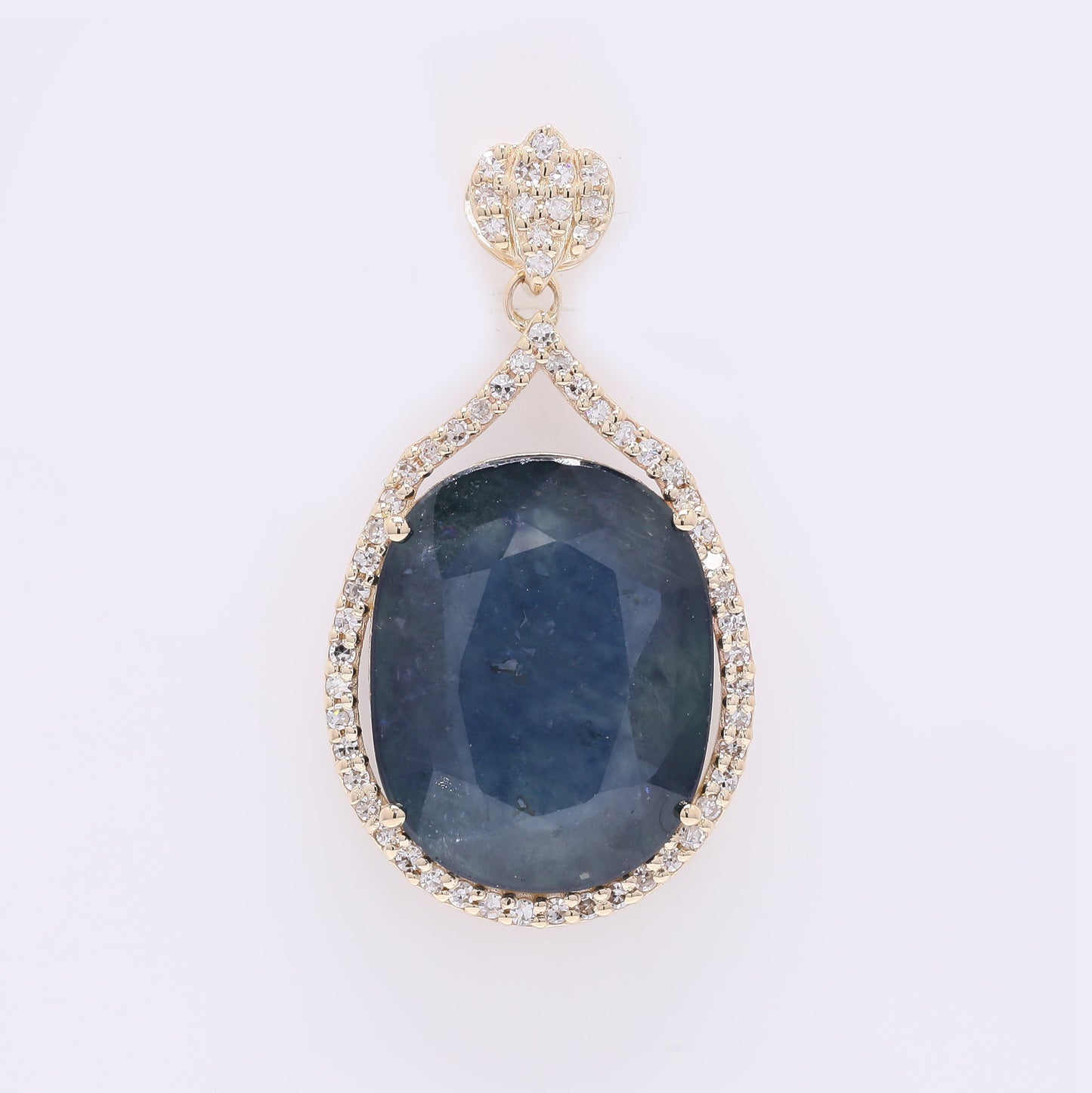 7.34 Ct Oval Mixed Cut Natural Sapphire 14K Gold Pendant