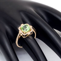 2.48 Ct Cushion Natural Eridot 14K Gold Ring