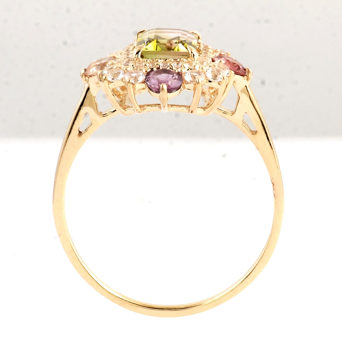 1.92 Ct Octagon Multi Tourmaline 14K Gold Ring