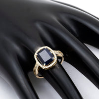 3.32 Ct Octagon Natural Sapphire 14K Gold Ring