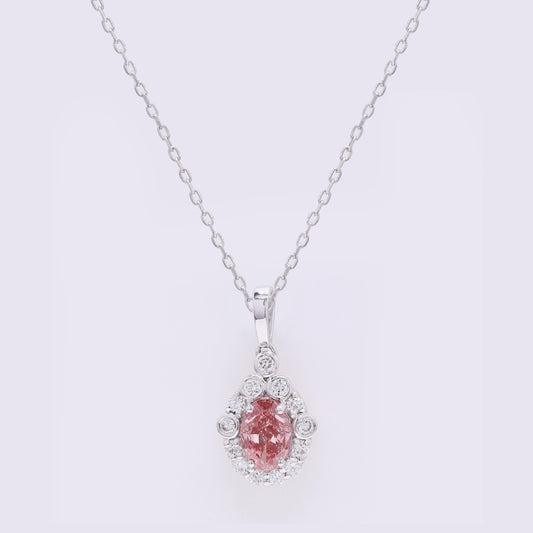 1.38 Carats Fancy Intense Pink Lab Grown Diamond 14K Gold Pendant