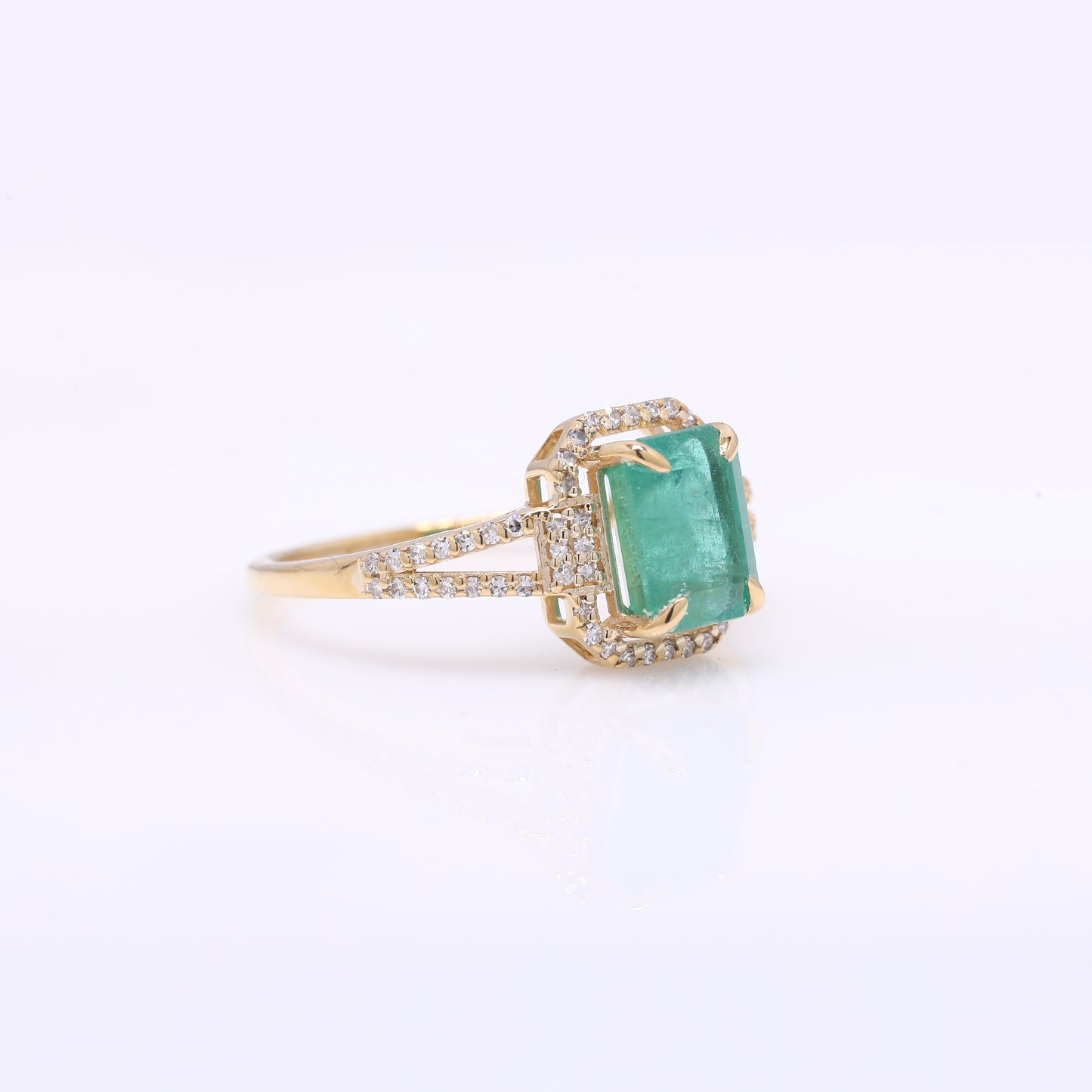 1.99 Ct Octagon Step Cut Natural Emerald 14K Gold Ring