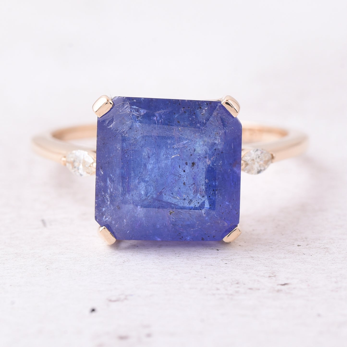 5.70 Ct Octagon Step Cut Natural Tanzanite 14K Gold Ring