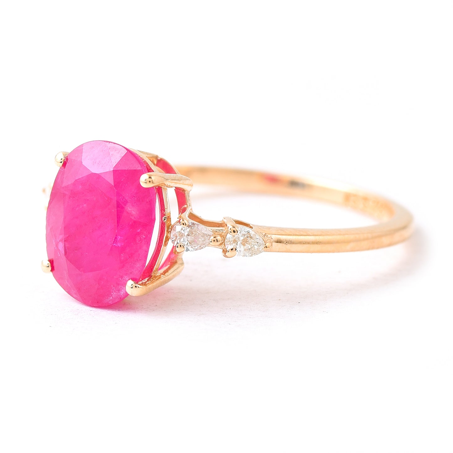 1.58 Ct Oval Mixed Cut Natural Ruby 14K Gold Ring