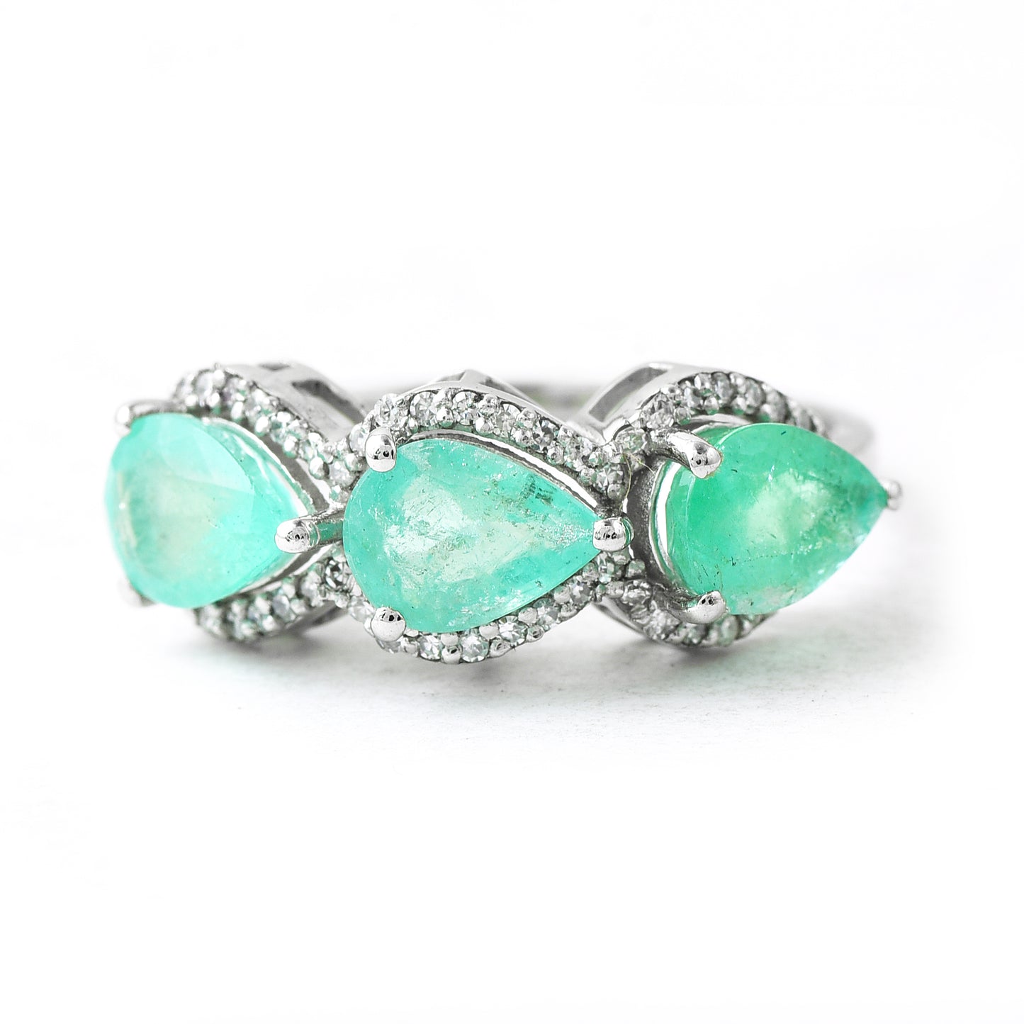 2.81 Ct Pear Emerald 950 Platinum Ring