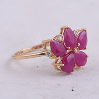 3.00 Ct Pear Natural Ruby 14K Gold Ring