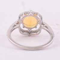 1.43 Ct Round Mixed Cut Natural Fire Opal 950 Platinum Ring