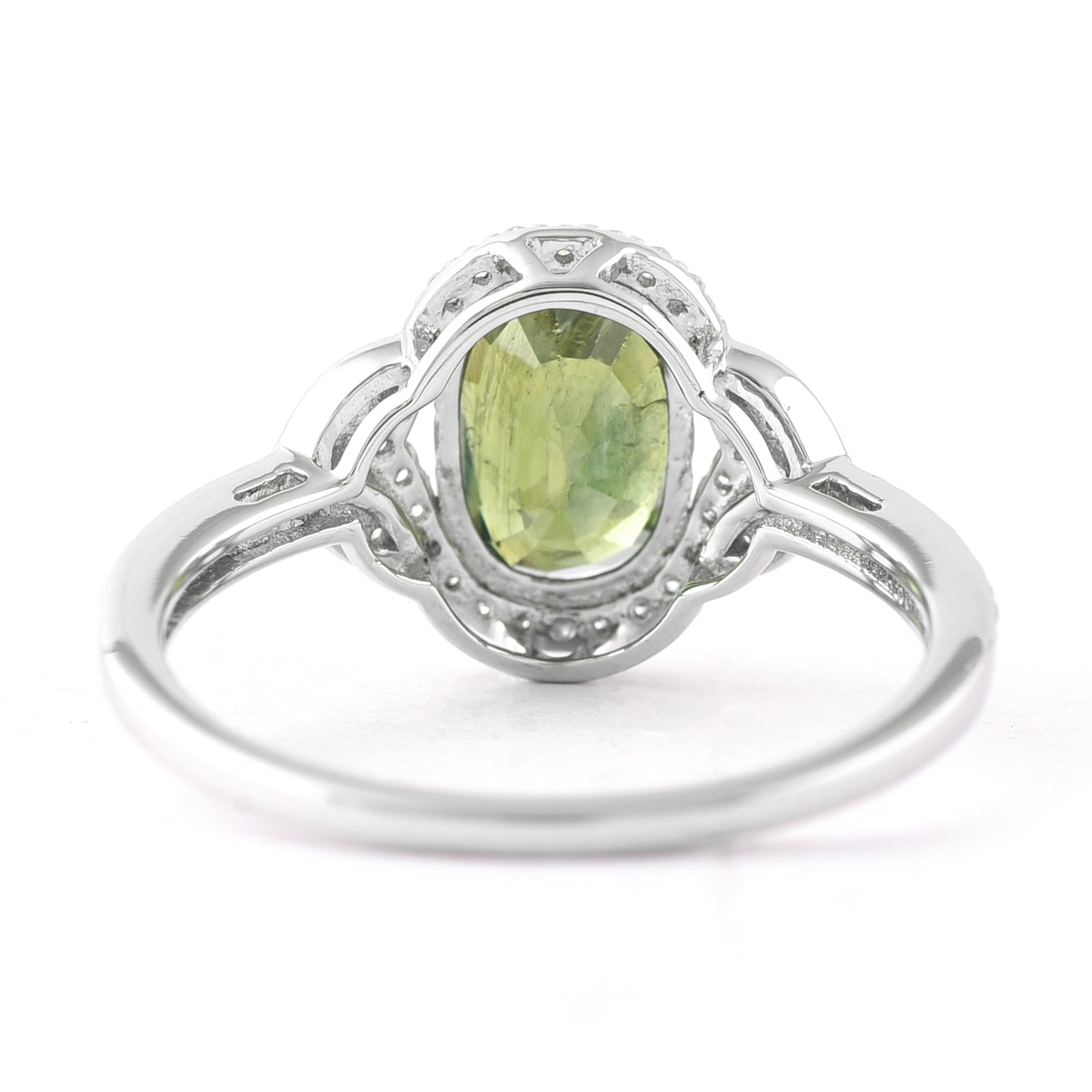 2.42 Ct Oval Mixed Cut Natural Green Sapphire 950 Platinum Ring