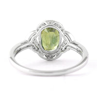 2.42 Ct Oval Mixed Cut Natural Green Sapphire 950 Platinum Ring