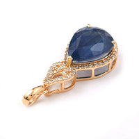 4.52 Ct Pear Mixed Cut Natural Sapphire 14K Gold Pendant