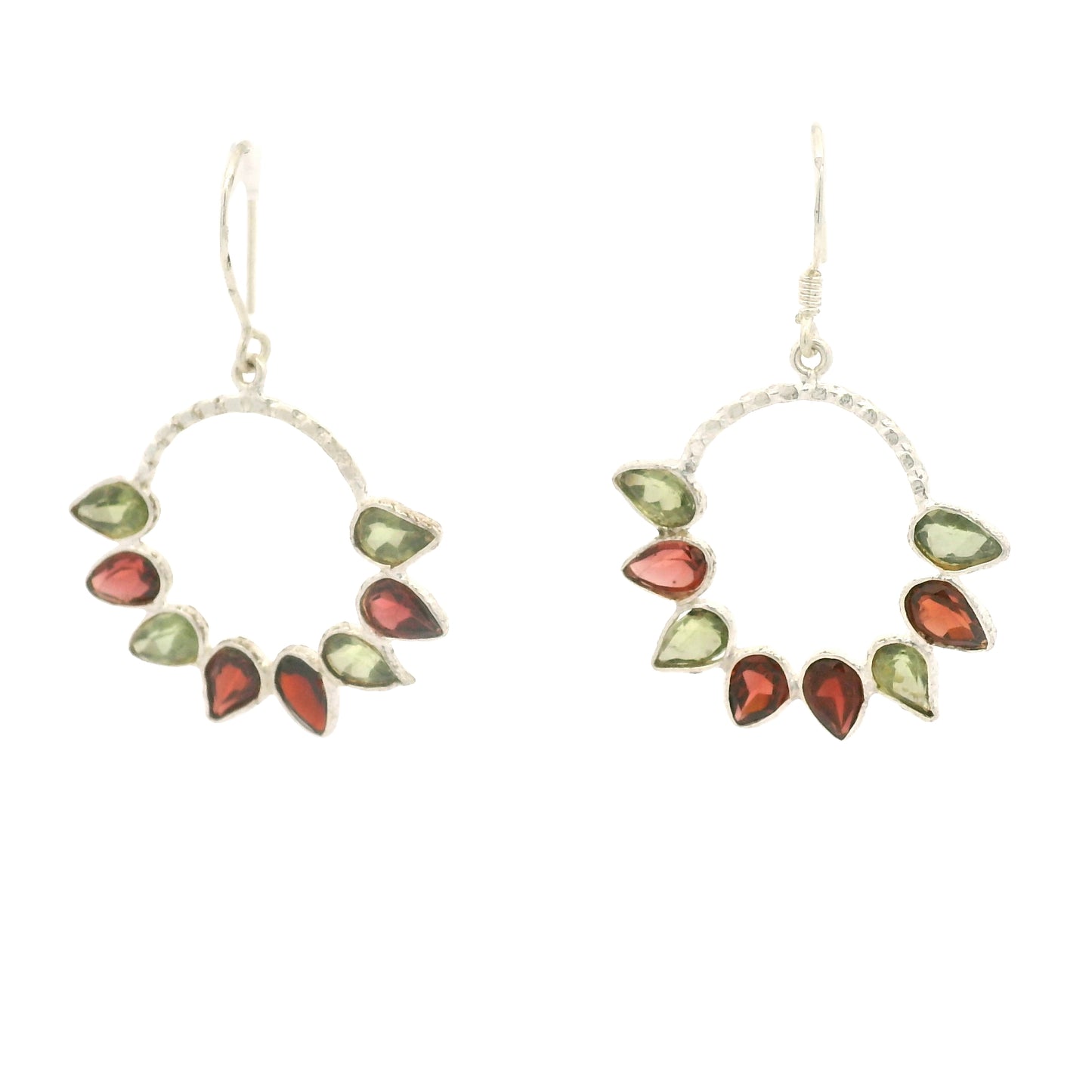 8.25 Ct Peridot, Garnet 925 Sterling Silver Earrings