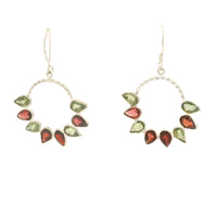 8.25 Ct Peridot, Garnet 925 Sterling Silver Earrings