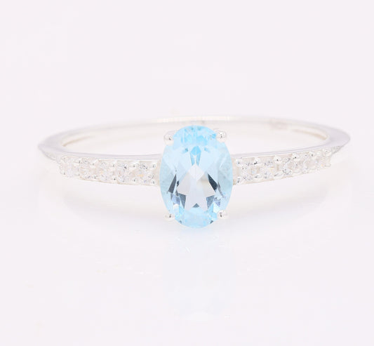 1.25 Ct Oval Blue Topaz 925 Silver Ring
