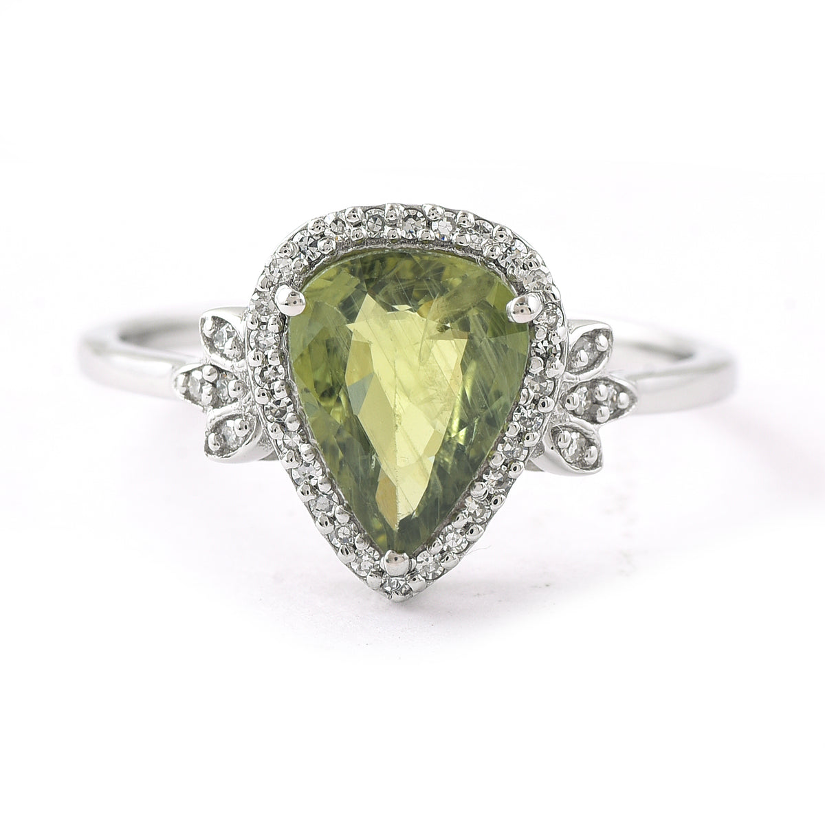 1.68 Ct Pear Mixed Cut Natural Green Sapphire 950 Platinum Ring
