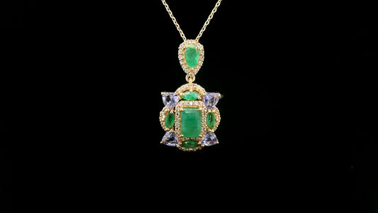 1.79 Ct Octagon Emerald 14K Gold Pendant